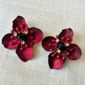 Scarlet Satin Flower Earrings
